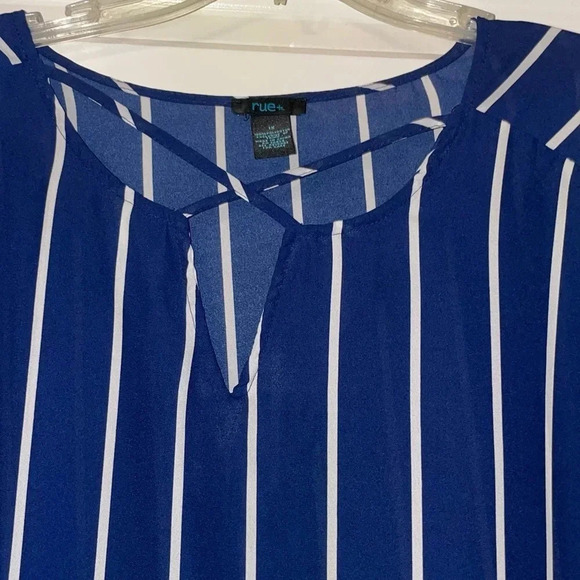 NAVY BLUE & WHITE STRIPED BLOUSE - Picture 5 of 5